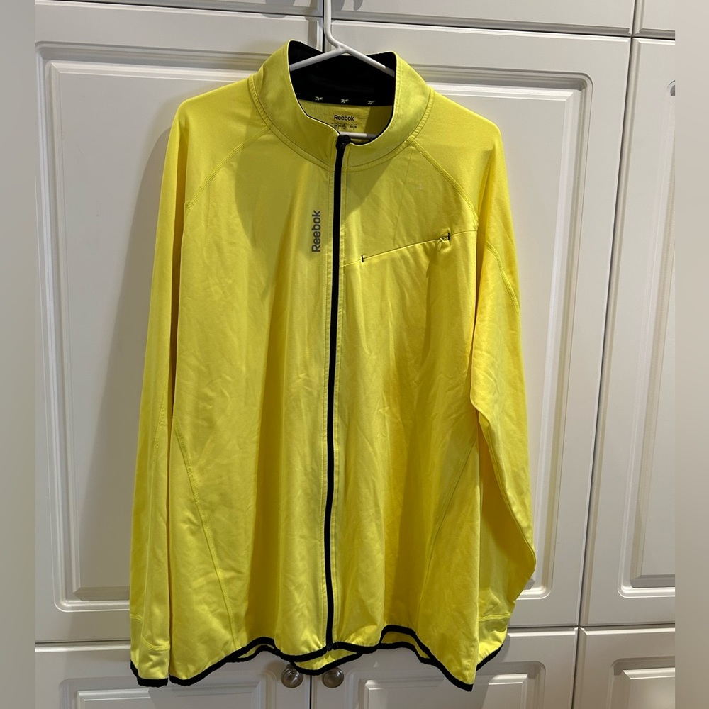 Reebok Mens Neon Yellow Zip Up Jacket Size 2XL